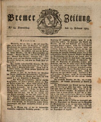 Bremer Zeitung Donnerstag 13. Februar 1823