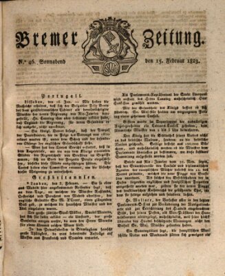 Bremer Zeitung Samstag 15. Februar 1823