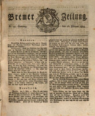 Bremer Zeitung Sonntag 16. Februar 1823