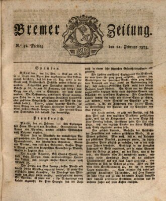 Bremer Zeitung Freitag 21. Februar 1823