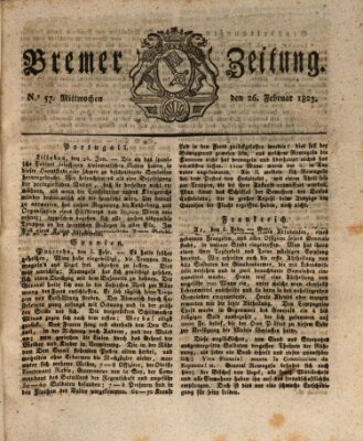 Bremer Zeitung Mittwoch 26. Februar 1823