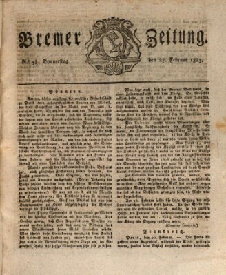 Bremer Zeitung Donnerstag 27. Februar 1823