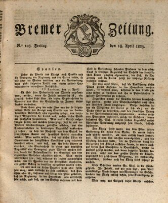 Bremer Zeitung Freitag 18. April 1823