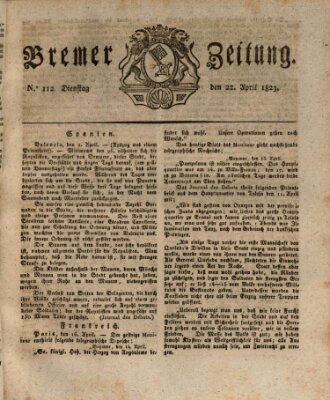 Bremer Zeitung Dienstag 22. April 1823