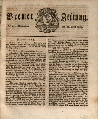 Bremer Zeitung Mittwoch 23. April 1823