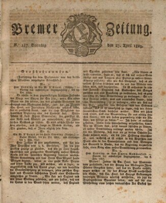 Bremer Zeitung Sonntag 27. April 1823