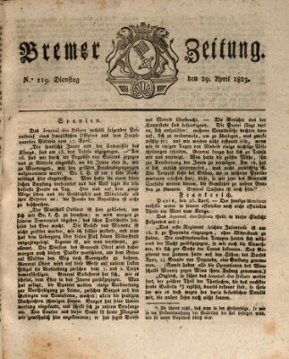 Bremer Zeitung Dienstag 29. April 1823