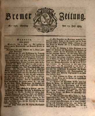 Bremer Zeitung Dienstag 15. Juli 1823