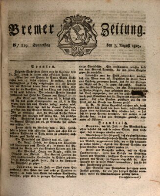 Bremer Zeitung Donnerstag 7. August 1823