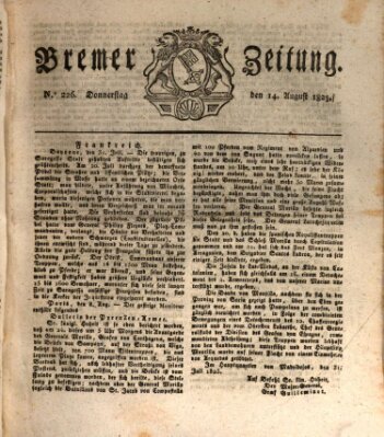 Bremer Zeitung Donnerstag 14. August 1823