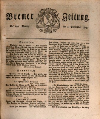 Bremer Zeitung Montag 1. September 1823