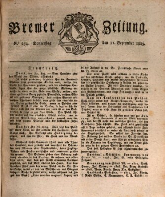 Bremer Zeitung Donnerstag 11. September 1823