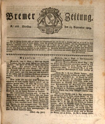 Bremer Zeitung Dienstag 23. September 1823