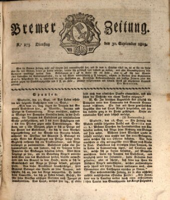 Bremer Zeitung Dienstag 30. September 1823