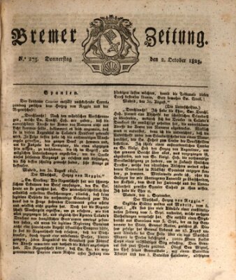 Bremer Zeitung Donnerstag 2. Oktober 1823
