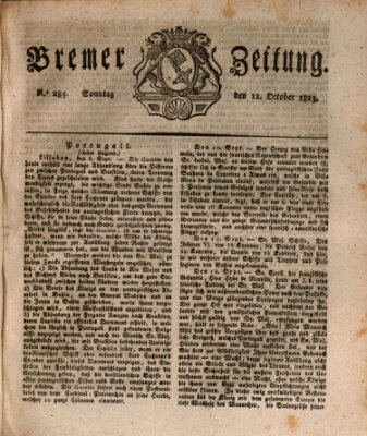 Bremer Zeitung Sonntag 12. Oktober 1823