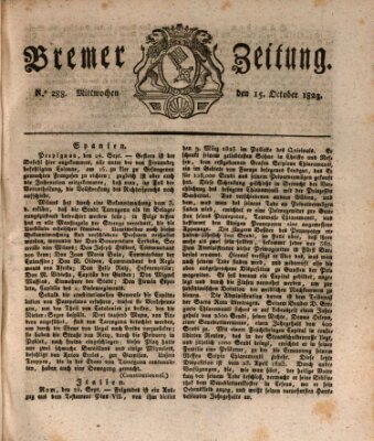 Bremer Zeitung Mittwoch 15. Oktober 1823