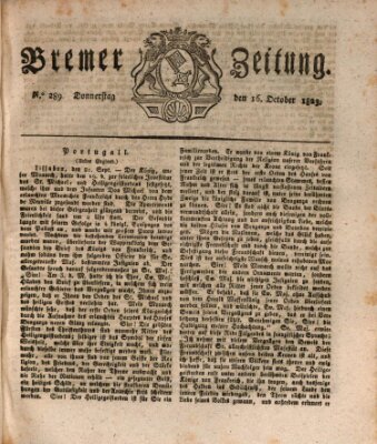 Bremer Zeitung Donnerstag 16. Oktober 1823