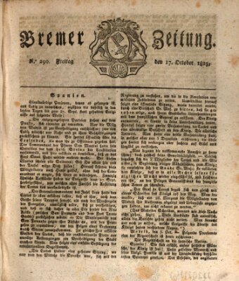 Bremer Zeitung Freitag 17. Oktober 1823