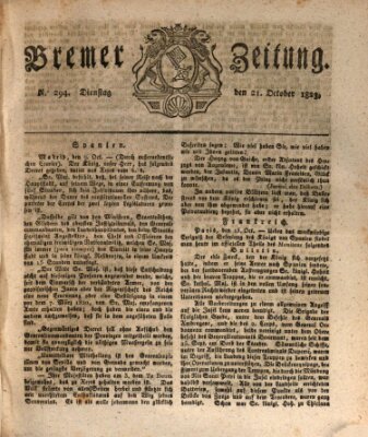 Bremer Zeitung Dienstag 21. Oktober 1823