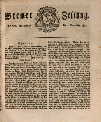 Bremer Zeitung Samstag 1. November 1823