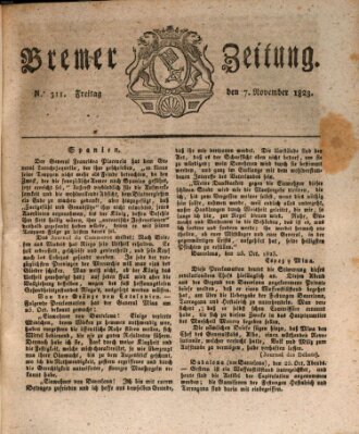 Bremer Zeitung Freitag 7. November 1823