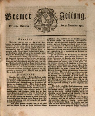 Bremer Zeitung Sonntag 9. November 1823