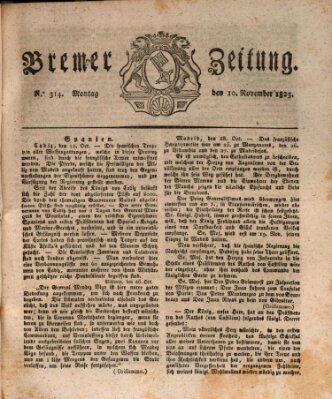 Bremer Zeitung Montag 10. November 1823