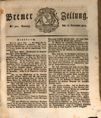 Bremer Zeitung Sonntag 16. November 1823