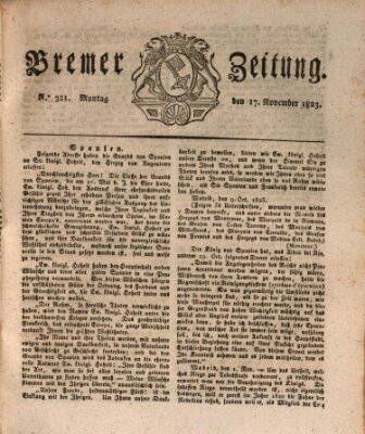 Bremer Zeitung Montag 17. November 1823