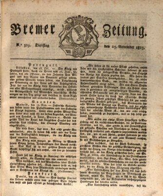 Bremer Zeitung Dienstag 25. November 1823