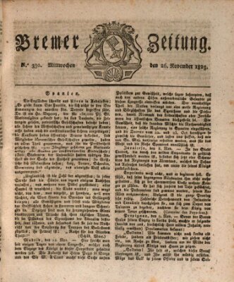 Bremer Zeitung Mittwoch 26. November 1823