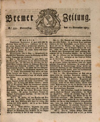 Bremer Zeitung Donnerstag 27. November 1823