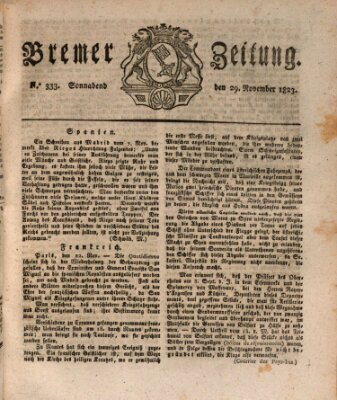 Bremer Zeitung Samstag 29. November 1823