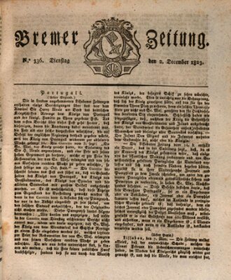 Bremer Zeitung Dienstag 2. Dezember 1823