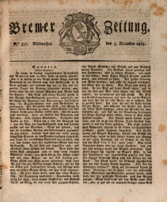 Bremer Zeitung Mittwoch 3. Dezember 1823