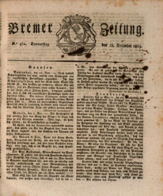 Bremer Zeitung Donnerstag 18. Dezember 1823