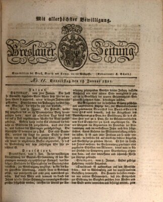 Neue Breslauer Zeitung Donnerstag 18. Januar 1821