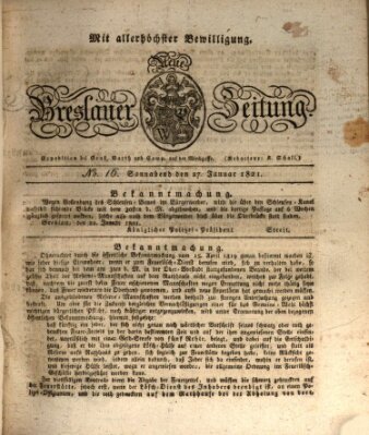 Neue Breslauer Zeitung Samstag 27. Januar 1821