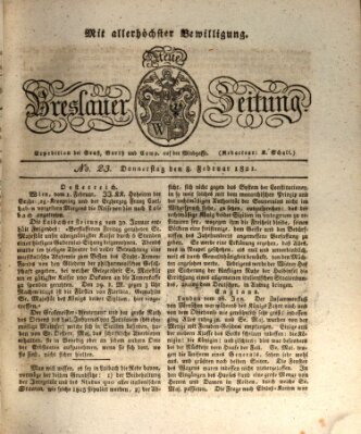 Neue Breslauer Zeitung Donnerstag 8. Februar 1821