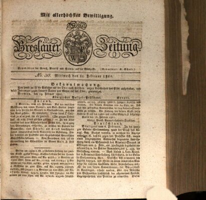 Neue Breslauer Zeitung Mittwoch 21. Februar 1821