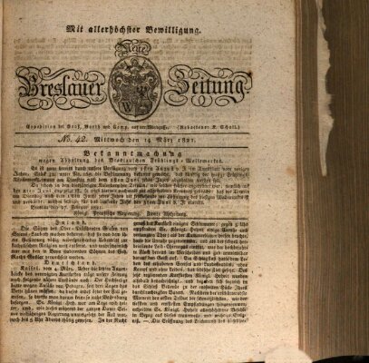 Neue Breslauer Zeitung Mittwoch 14. März 1821