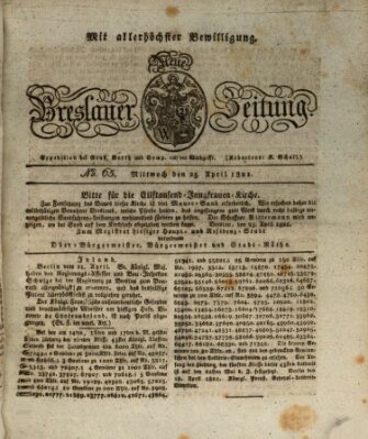 Neue Breslauer Zeitung Mittwoch 25. April 1821