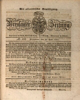 Neue Breslauer Zeitung Samstag 30. Juni 1821