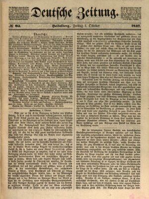 Deutsche Zeitung Freitag 1. Oktober 1847