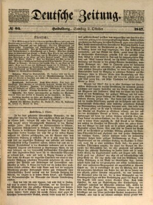 Deutsche Zeitung Samstag 2. Oktober 1847