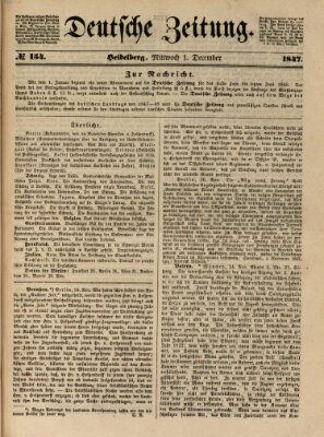 Deutsche Zeitung Mittwoch 1. Dezember 1847