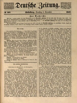 Deutsche Zeitung Samstag 4. Dezember 1847