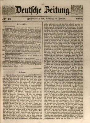 Deutsche Zeitung Dienstag 16. Januar 1849