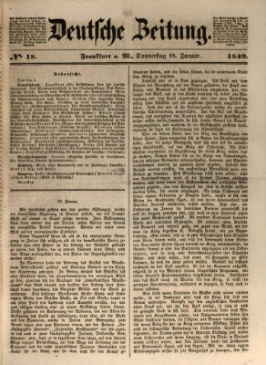 Deutsche Zeitung Donnerstag 18. Januar 1849